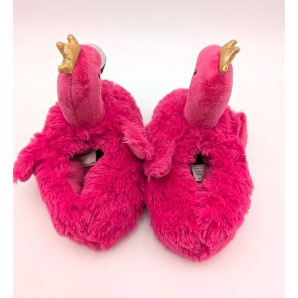 Cute Fluffy Flamingo Plush Animal Slippers Kids' Pink Size US9-10 EU25-27 - Picture 5 of 8